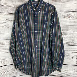Ralph Lauren Shirt Mens large plaid button Up preppy cotton